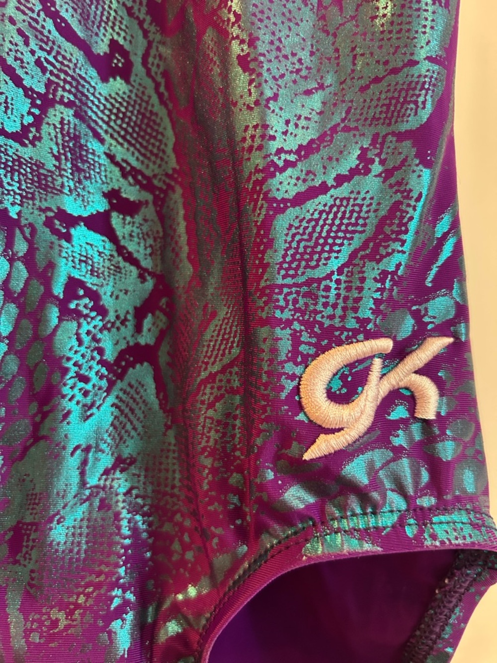 GK Metallic Teal and Purple Girls Gymnastics Leotard - Picture 4 of 7